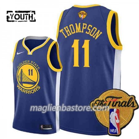 Maglia Golden State Warriors Klay Thompson 11 2018 NBA Finals Patch Nike Blu Swingman - Bambino